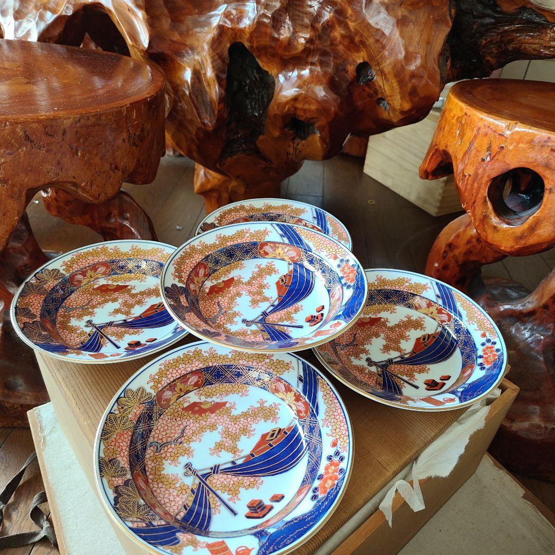 古伊万里写兜鉢　松右衛門作　大皿1枚、皿5枚のセット