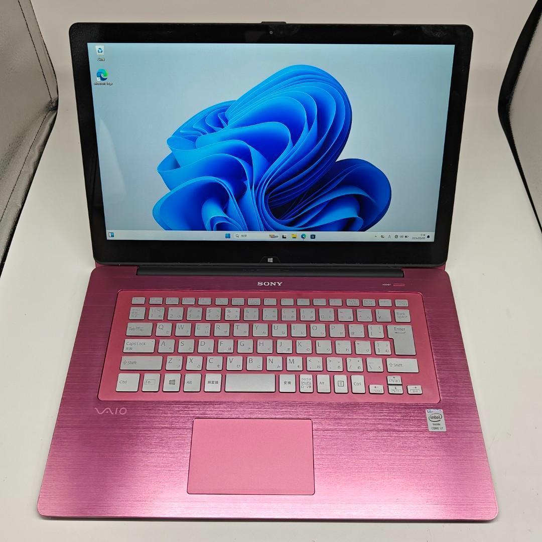 【VAIO】高速i7 SSD500GB 16GB ピンク タッチパネルノートPC