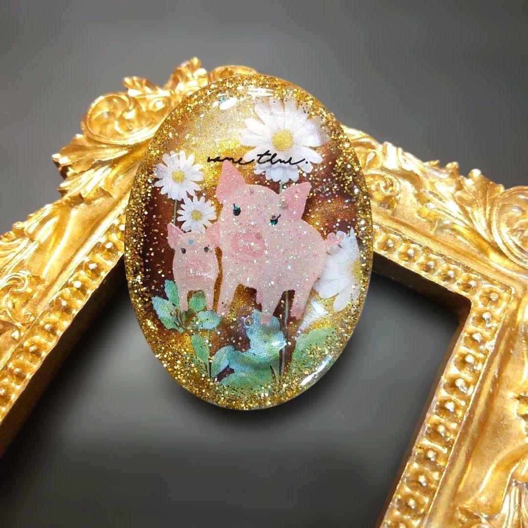 にゃこす(ΦωΦ)様ぶたさん親子 レジンヘアゴム