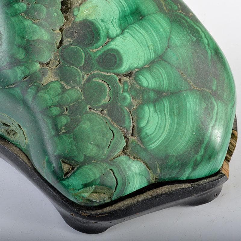 Gojyo　孔雀石　マラカイト　重さ約1140g　唐木台付　F　R4588