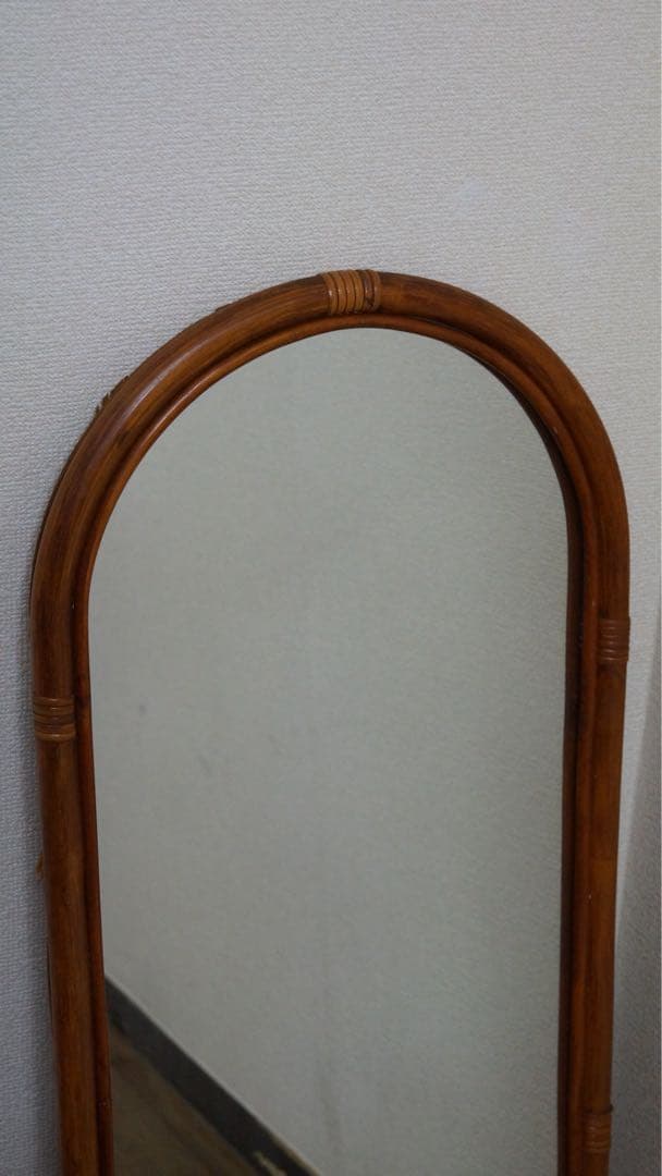 ラタン 姿見 スタンドミラー