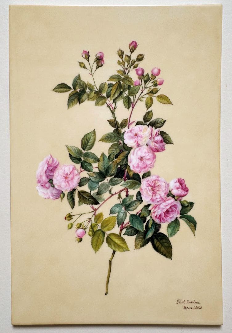 ヘレンド 牡丹の花 陶板画 マスターペインター作品