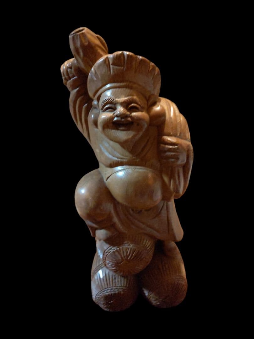 木彫り 大黒様 恵比寿様 昭和レトロ 折り畳みちゃぶ台 セット