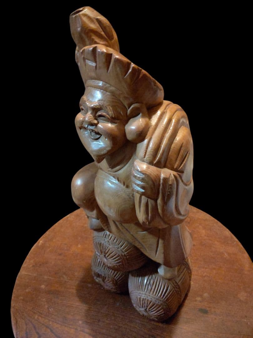 木彫り 大黒様 恵比寿様 昭和レトロ 折り畳みちゃぶ台 セット