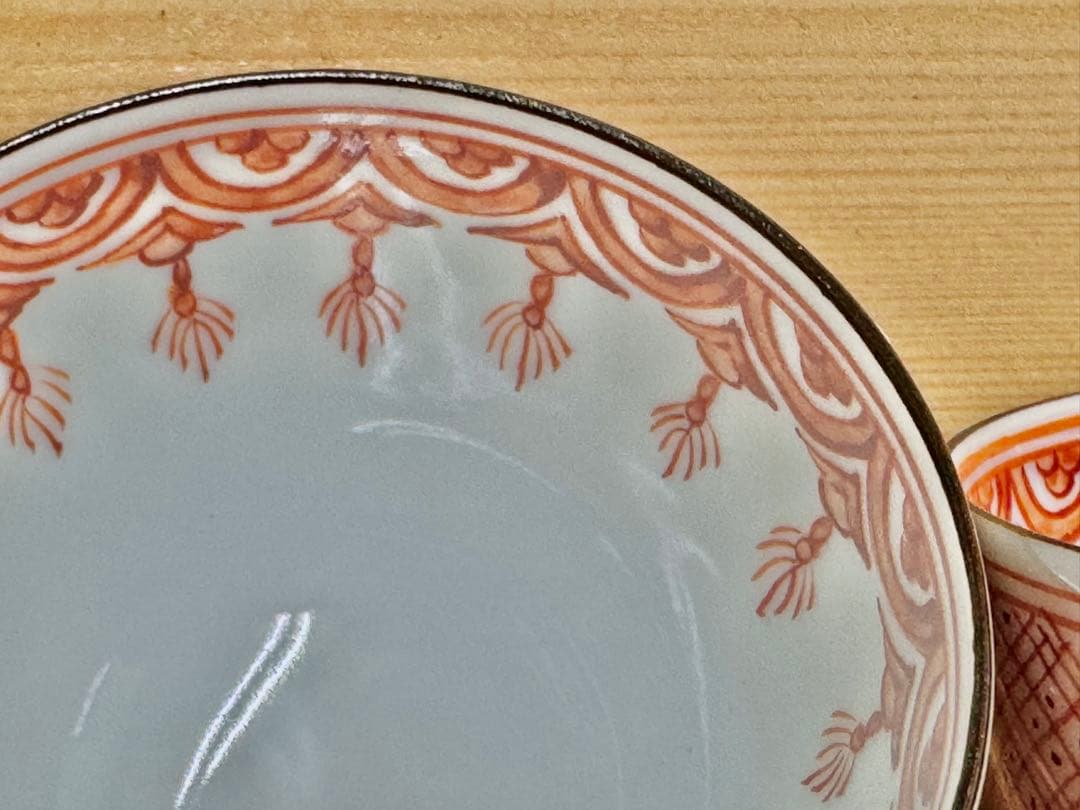 平安 竹峰　赤絵祥瑞　湯呑五客揃い