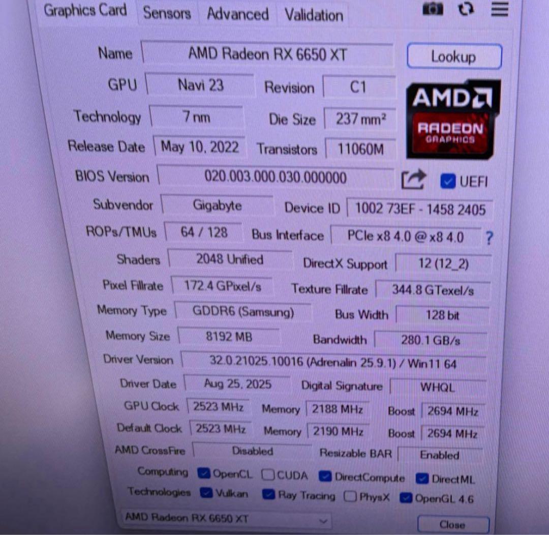 N*.様 「美品」AMD RADEON RX6650XT 付属品完備
