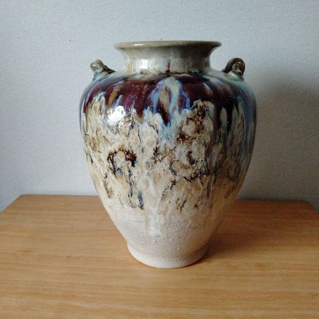 信楽焼　八山造　花瓶　壺　骨董品　アンティーク　口径14円周75高さ30.5