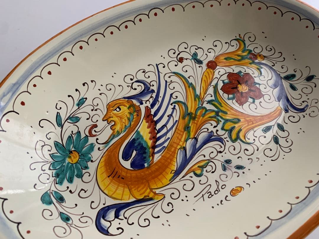 イタリアで購入　鳥と花のオーバル皿