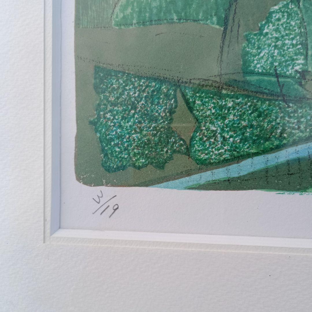 3522)小川一衛　リトグラフ　クレーンの見えるカテドラル