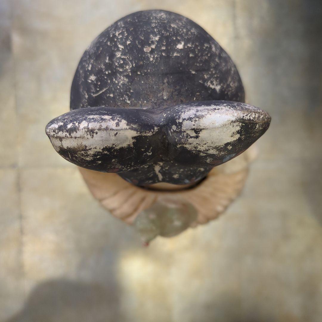 加彩婦女俑　中国　陶器製 女性像 鳥付き ディスプレイ　オブジェ