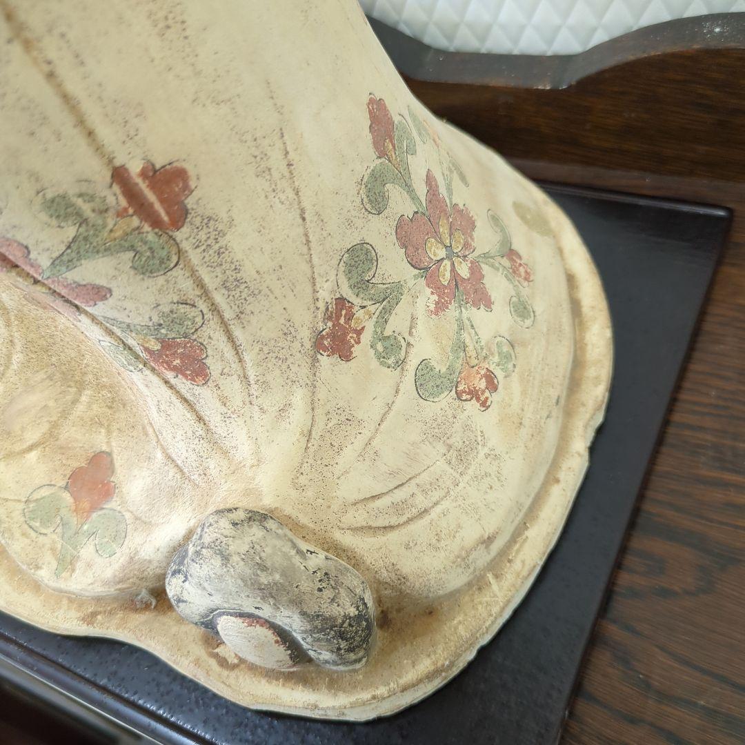 加彩婦女俑　中国　陶器製 女性像 鳥付き ディスプレイ　オブジェ