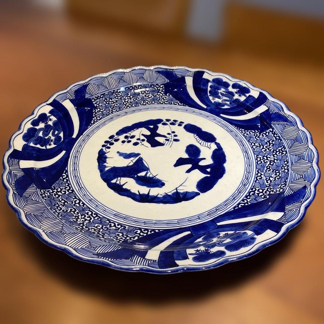 古伊万里　染付　大皿　直径45.5cm