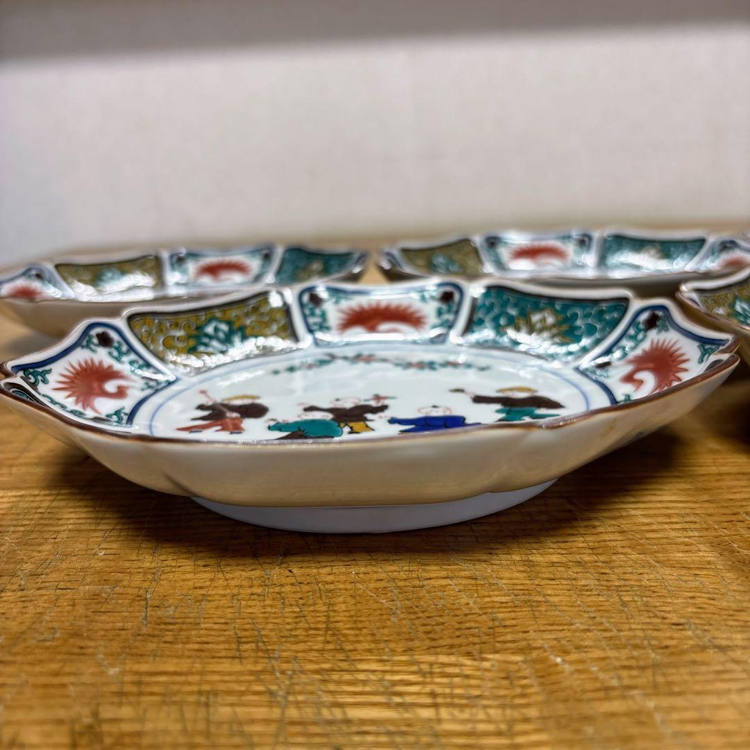 九谷焼　青郊窯　遊童図　唐子　中皿揃　6号皿揃　中皿　銘々皿　19cm