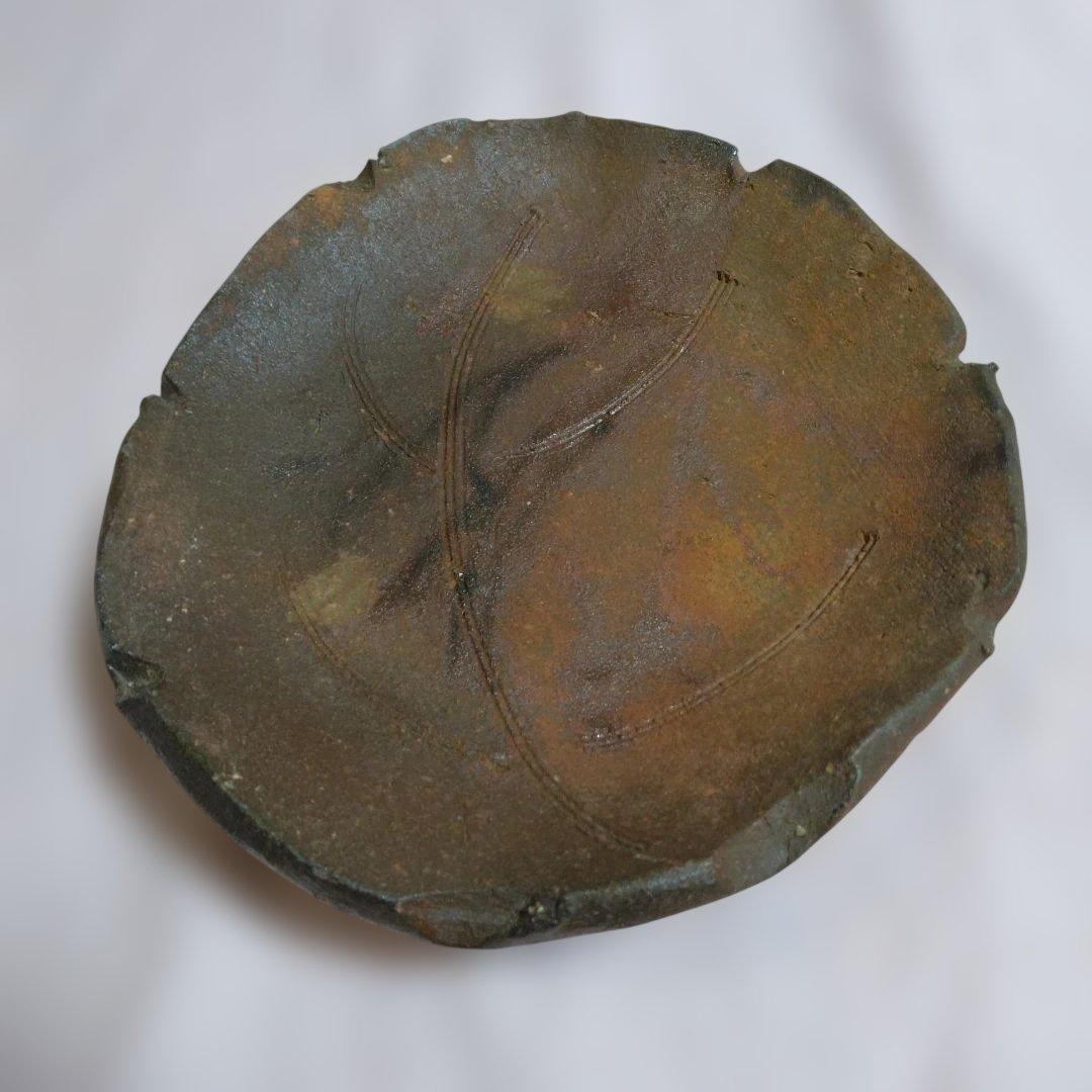 備前焼 山下譲治作　備前葉皿