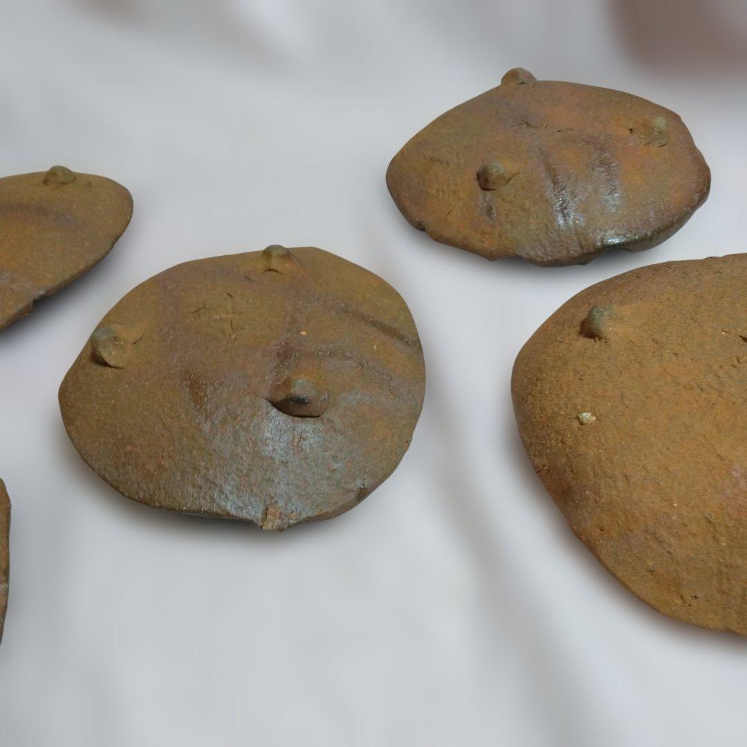 備前焼 山下譲治作　備前葉皿