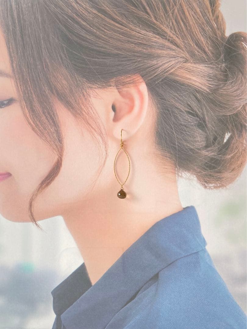 【ご予約】スモーキークォーツの一粒ワイヤーデザインピアス