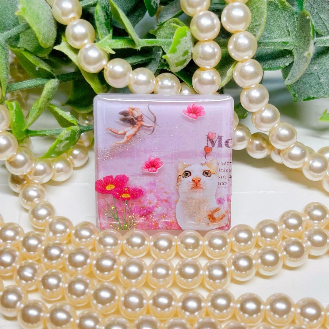 ひなた様 レジンヘアゴム 三毛猫ちゃん 秋桜＆エンジェルNo.1367