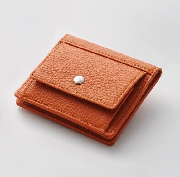 YOSHINA よしな 牛革 コンパクト 二つ折り財布 オレンジ レザー