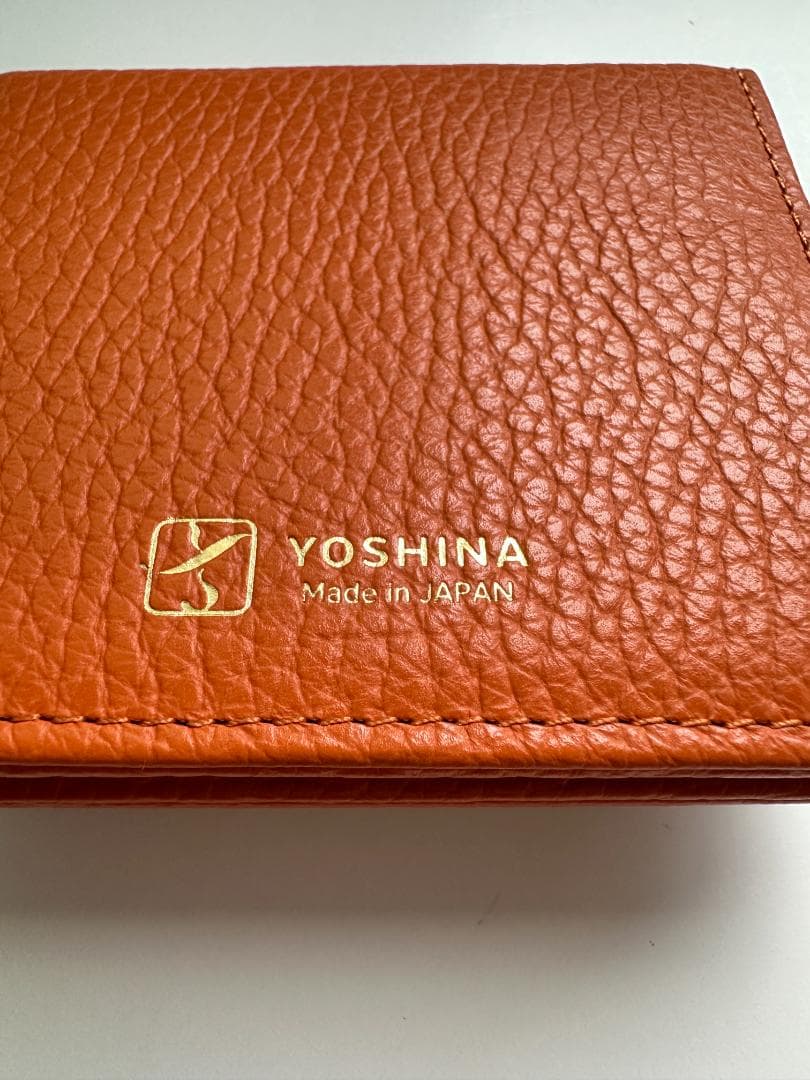 YOSHINA よしな 牛革 コンパクト 二つ折り財布 オレンジ レザー
