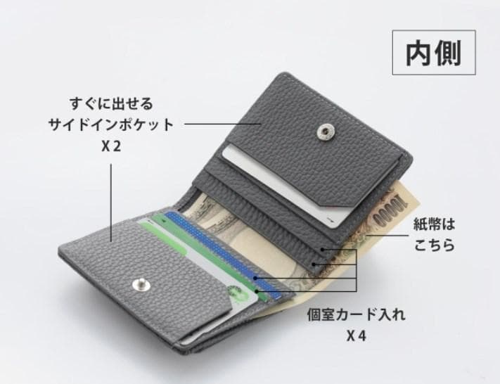 YOSHINA よしな 牛革 コンパクト 二つ折り財布 オレンジ レザー