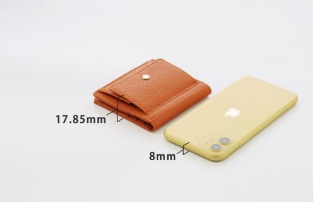 YOSHINA よしな 牛革 コンパクト 二つ折り財布 オレンジ レザー