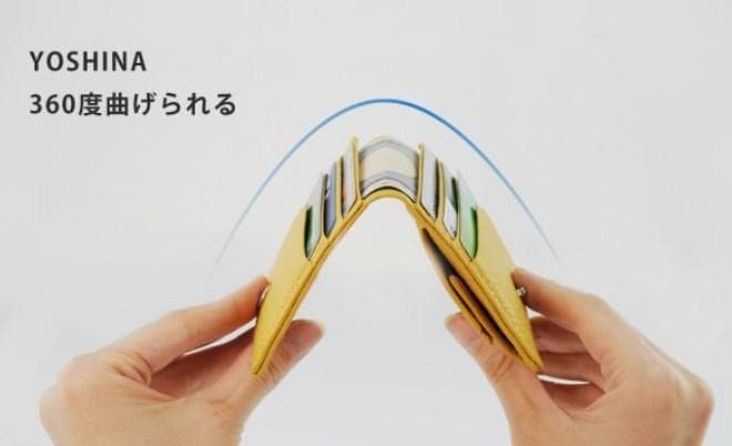 YOSHINA よしな 牛革 コンパクト 二つ折り財布 オレンジ レザー