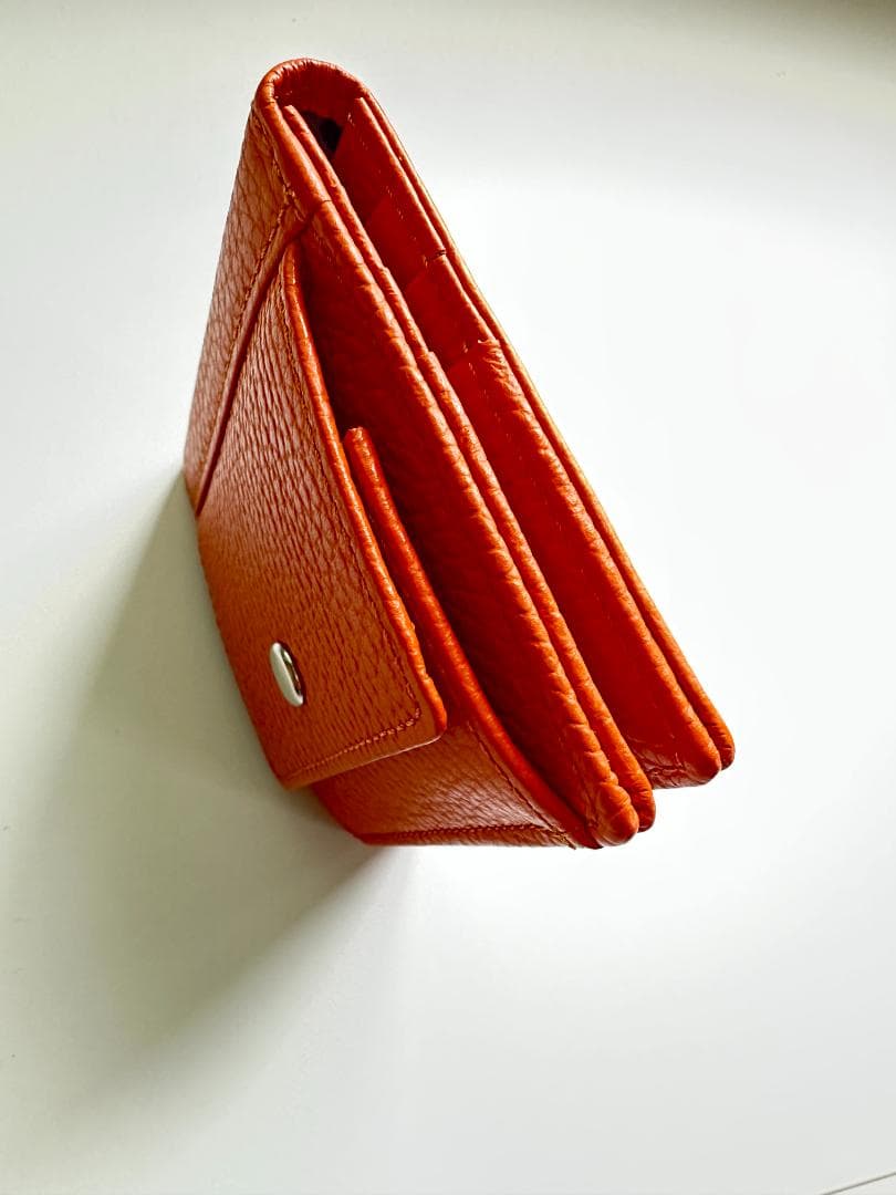 YOSHINA よしな 牛革 コンパクト 二つ折り財布 オレンジ レザー