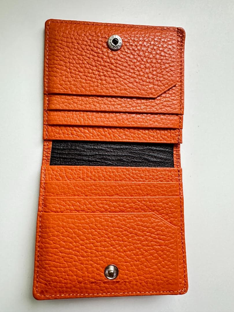 YOSHINA よしな 牛革 コンパクト 二つ折り財布 オレンジ レザー