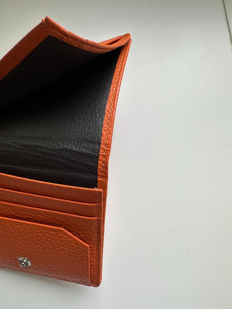 YOSHINA よしな 牛革 コンパクト 二つ折り財布 オレンジ レザー
