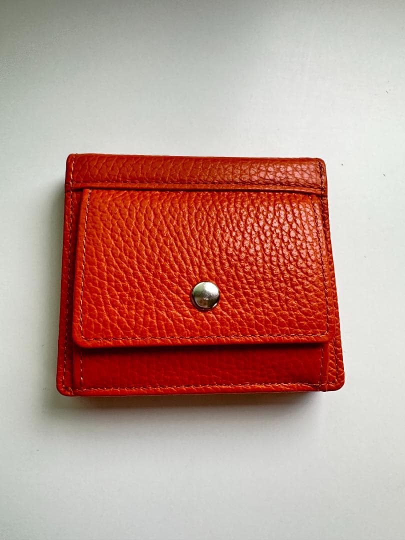 YOSHINA よしな 牛革 コンパクト 二つ折り財布 オレンジ レザー