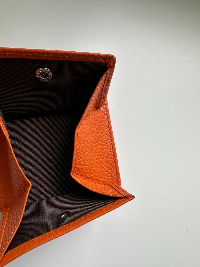 YOSHINA よしな 牛革 コンパクト 二つ折り財布 オレンジ レザー