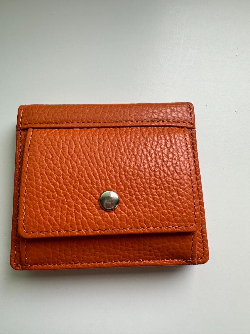 YOSHINA よしな 牛革 コンパクト 二つ折り財布 オレンジ レザー