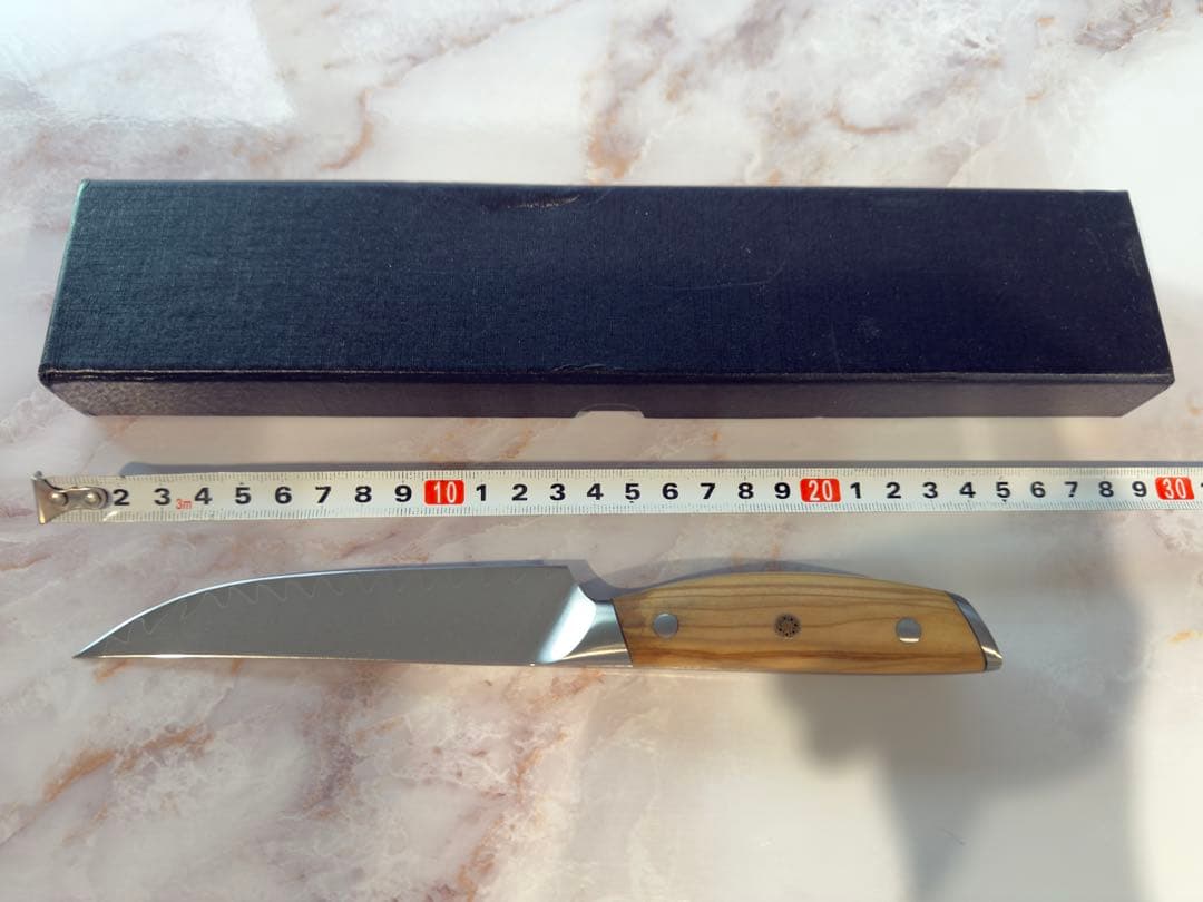 V10号金 ペティナイフ ダマスカス鋼 木柄 刃渡130mm