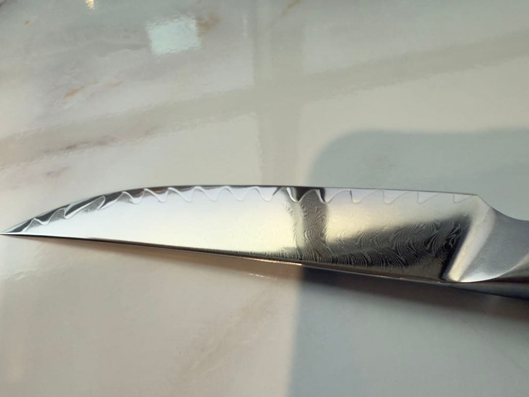 V10号金 ペティナイフ ダマスカス鋼 木柄 刃渡130mm