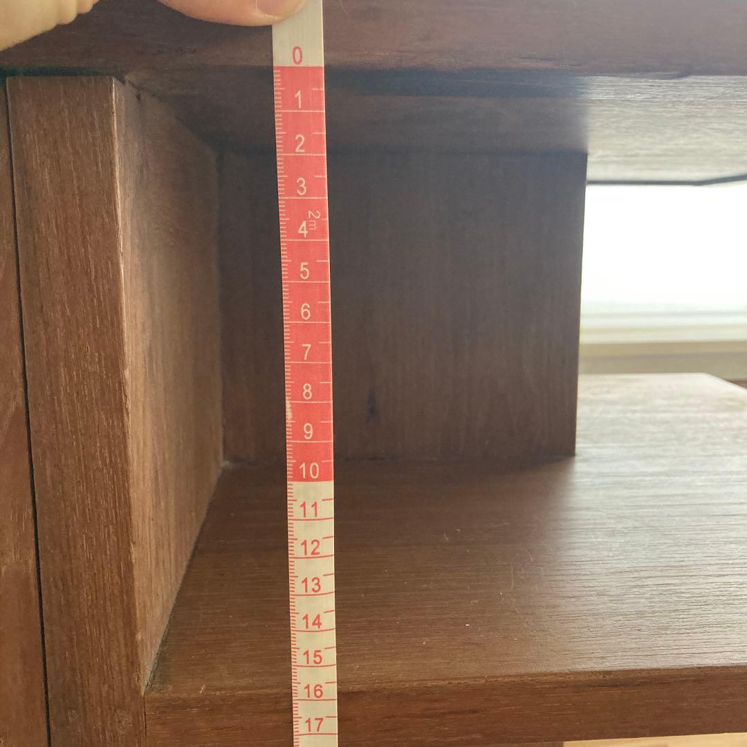 ぽんちさま専用　木製サイドテーブル 棚、扉付き ブラウン