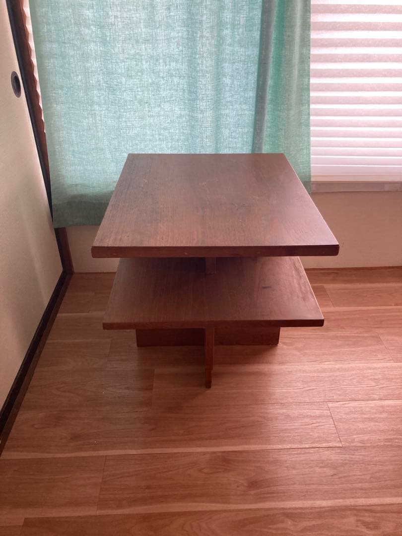 ぽんちさま専用　木製サイドテーブル 棚、扉付き ブラウン