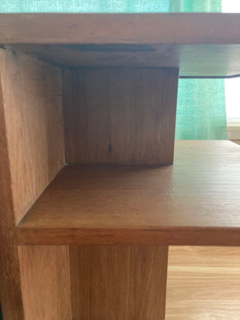 ぽんちさま専用　木製サイドテーブル 棚、扉付き ブラウン