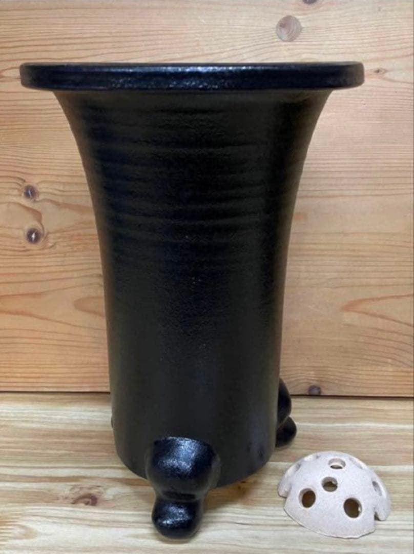 未使用/特価品❕楽焼/蘭鉢/6号/4個組 目皿付き　　植木鉢/万年青鉢