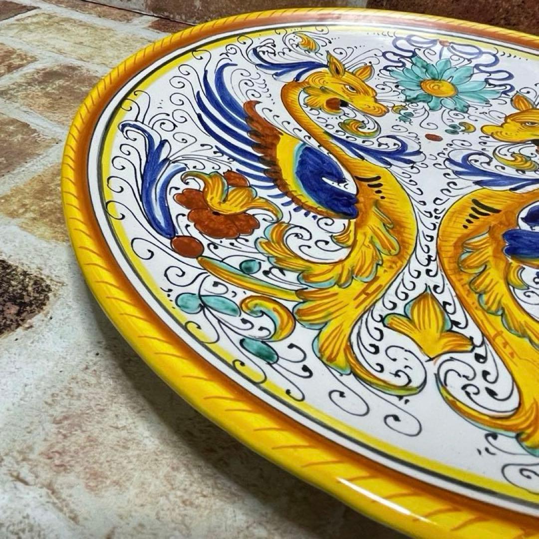 イタリア製 マヨルカ焼き デルータ陶器 飾り皿