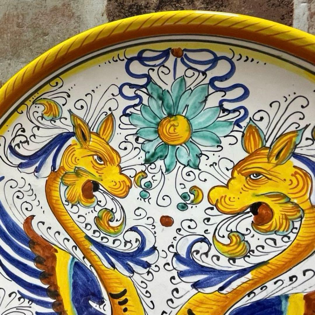 イタリア製 マヨルカ焼き デルータ陶器 飾り皿