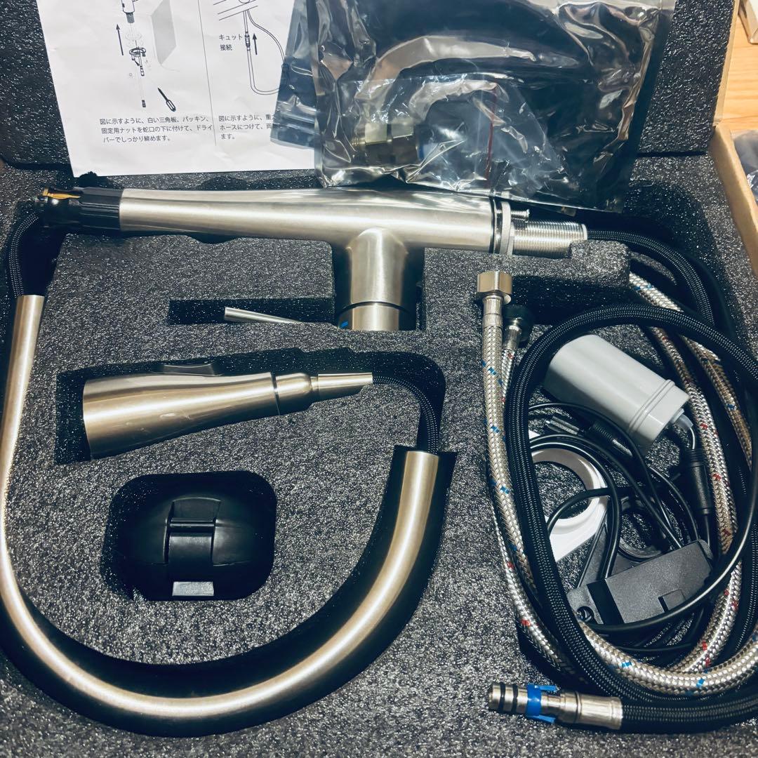 タッチレス水栓 キッチン蛇口 混合水栓 自動水栓 ３つ水流モード キッチン水栓