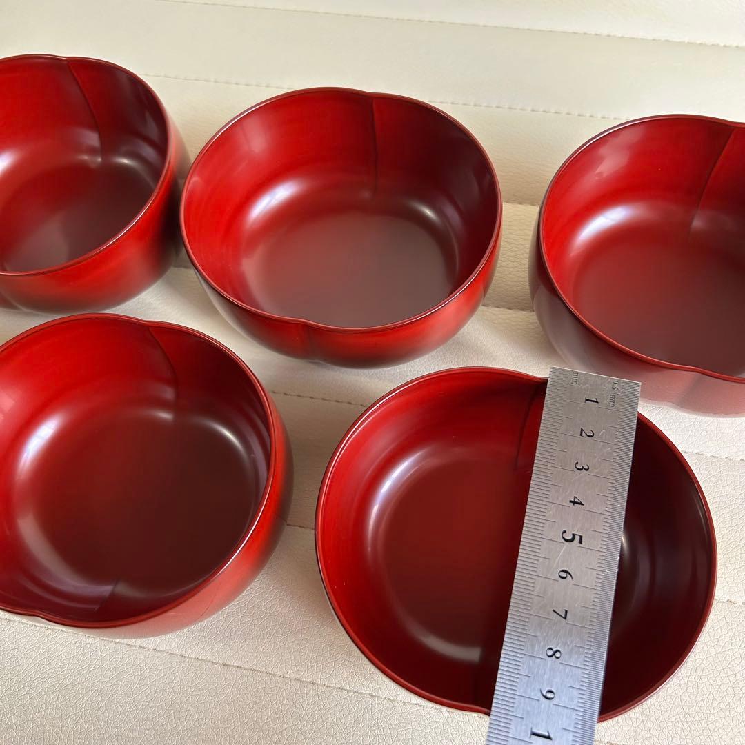 山田平安堂　漆器　小鉢揃　5枚セット　楕円鉢　ボウル　つゆ鉢　デザートカップ