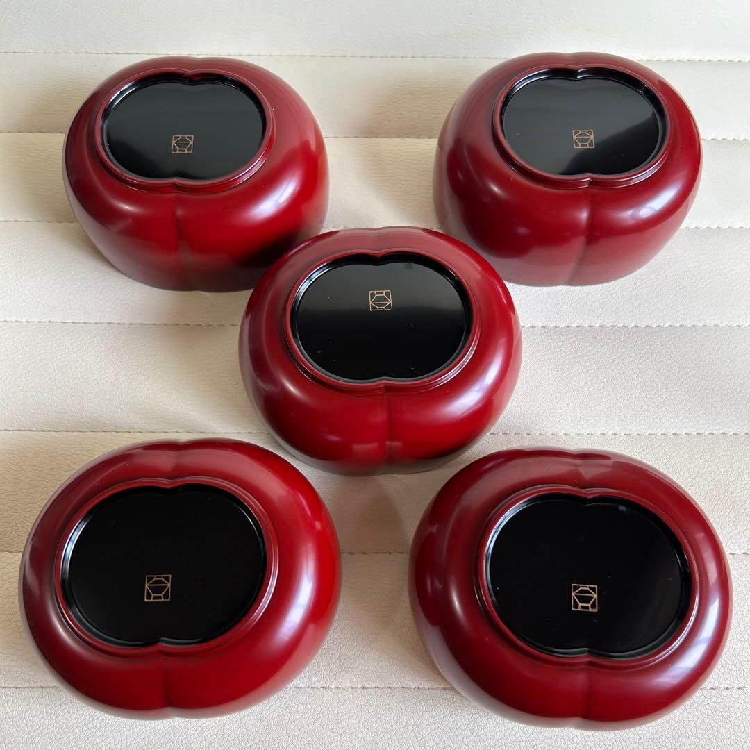 山田平安堂　漆器　小鉢揃　5枚セット　楕円鉢　ボウル　つゆ鉢　デザートカップ