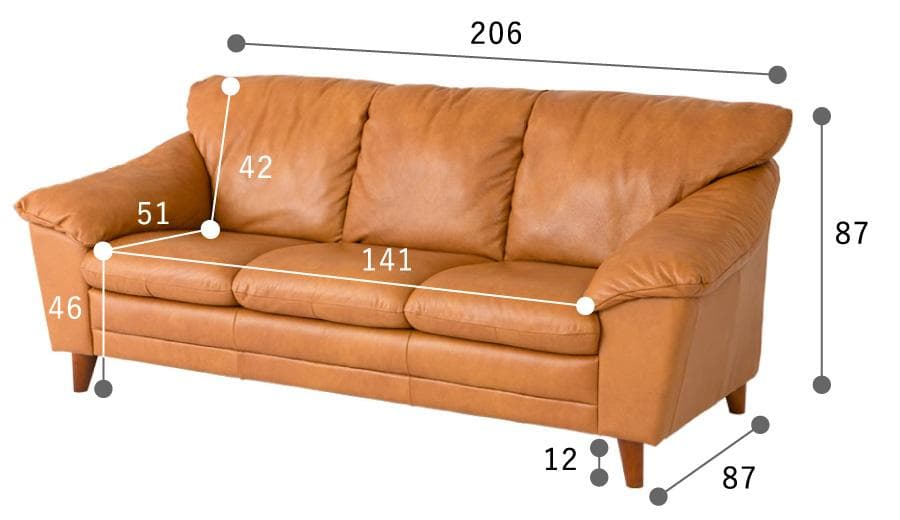かねたや 3人掛け 本革ソファ キャメル イタリア製本革