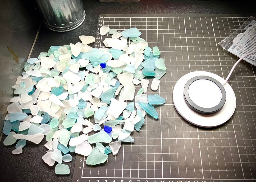 世界に一つの天然シーグラスランプガラス インテリア照明 ハンドメイド