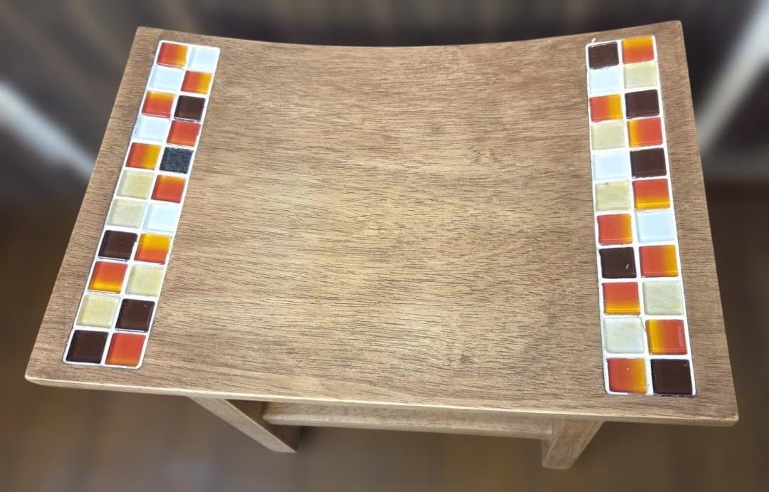 〈現状渡し〉大川家具 スツール TESTA テスタ 天然木 タイル 椅子