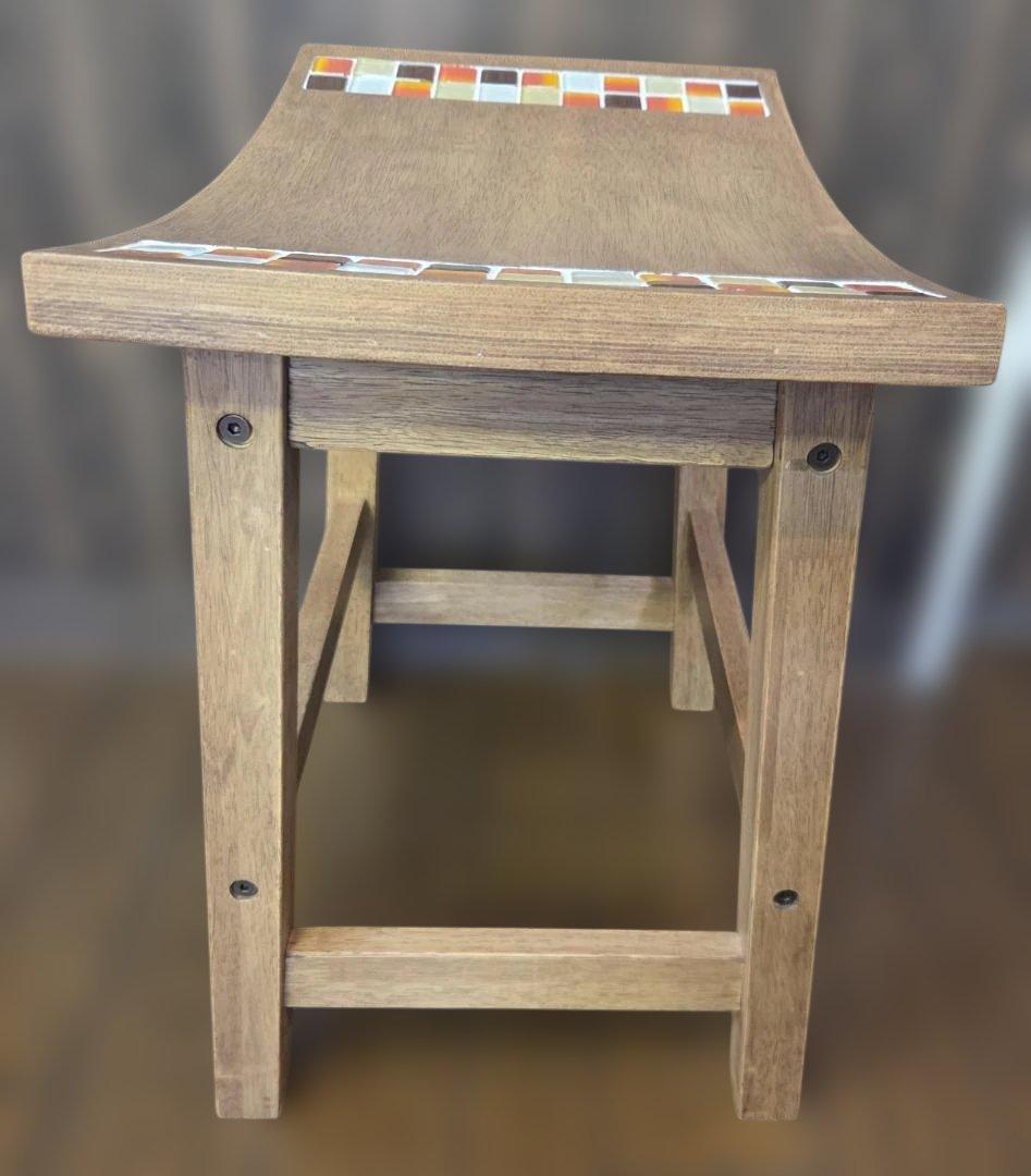 〈現状渡し〉大川家具 スツール TESTA テスタ 天然木 タイル 椅子