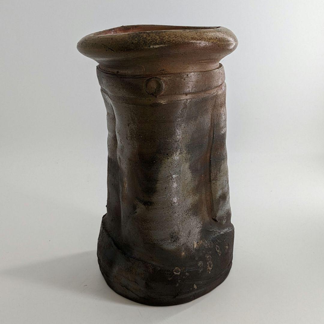 乗松俊行 備前焼 擂座花入 共箱合布栞 花瓶 花生 花器 フラワーベース 工芸品