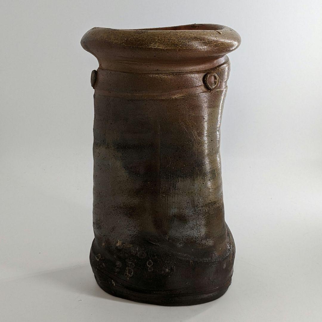 乗松俊行 備前焼 擂座花入 共箱合布栞 花瓶 花生 花器 フラワーベース 工芸品