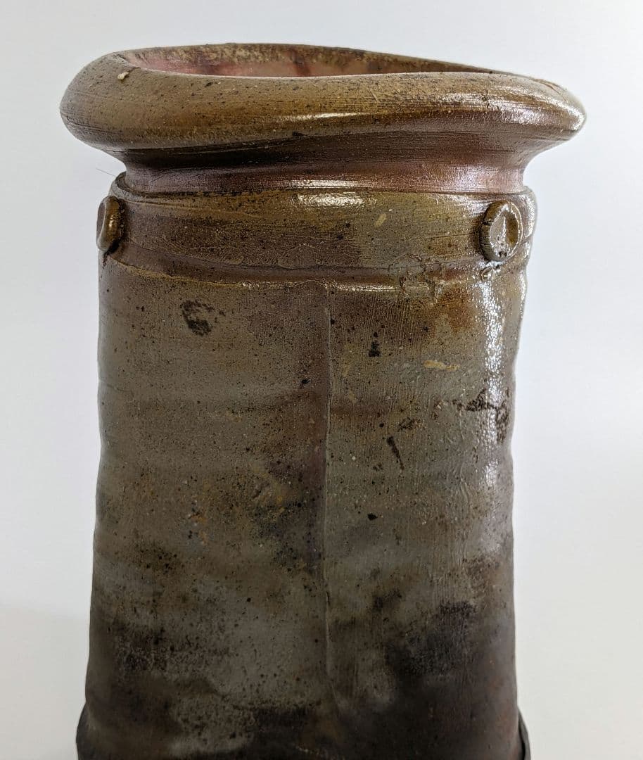 乗松俊行 備前焼 擂座花入 共箱合布栞 花瓶 花生 花器 フラワーベース 工芸品